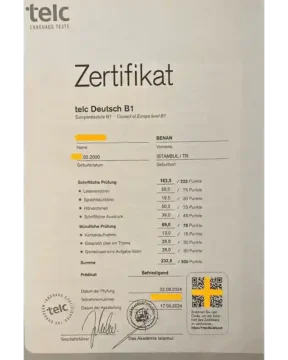Öğrenci Almanca sertifikası 2